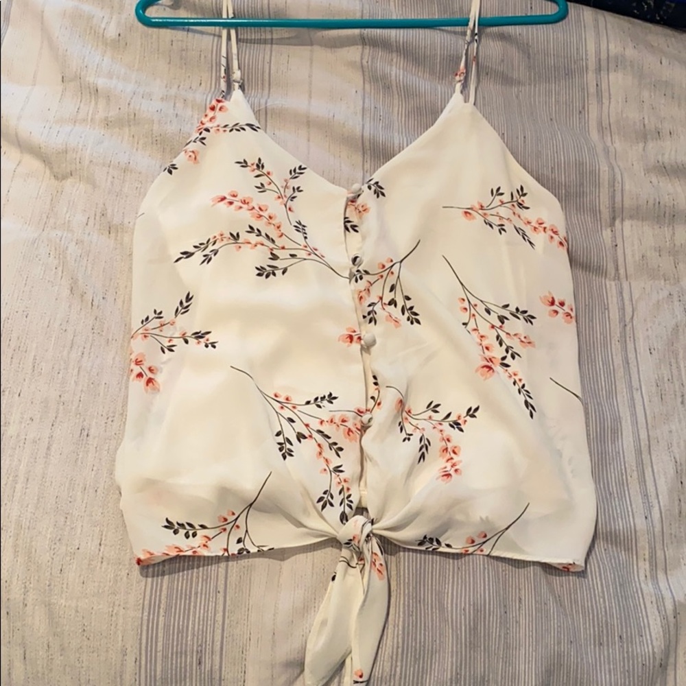 White tank with tie front